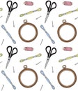 Vector seamless pattern of embroidery accessories