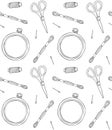 Vector seamless pattern of embroidery equipment