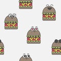 Vector seamless pattern emotional hamburgers