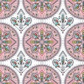 Vector seamless pattern with ethnic arrows, feathers and tribal ornaments. Boho and hippie background. American indian mot Royalty Free Stock Photo