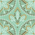 Vector seamless pattern with ethnic arrows, feathers and tribal ornaments. Royalty Free Stock Photo