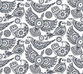 Vector seamless pattern with ethnic ornate birds Royalty Free Stock Photo