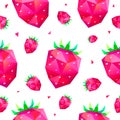 Vector seamless pattern with faceted berries, strawberry background. Royalty Free Stock Photo