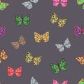 Vector seamless pattern with fairy butterflies.