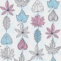 Vector Seamless Pattern with Fall Different Leaves