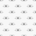 Vector seamless pattern with feline bowls. Creative funky repeatable background