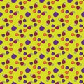 Vector seamless pattern of figs, design colorful abstract illustration. Whole and sliced fig fruits on yellow background for Royalty Free Stock Photo