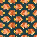 Vector seamless pattern with fish. Creative design element