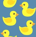 Vector Seamless Pattern Of Flat Bath Duck Toy