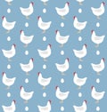 Vector seamless pattern of flat chicken and egg Royalty Free Stock Photo
