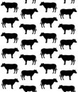 Vector seamless pattern of flat cow silhouette Royalty Free Stock Photo