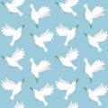 Vector seamless pattern of flat doves of peace Royalty Free Stock Photo