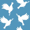 Vector seamless pattern of flat doves of peace Royalty Free Stock Photo