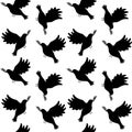 Vector seamless pattern of flat doves of peace