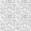 Vector seamless pattern of flat flowers lily of the valley flowers in Scandinavian style hand drawn on a white background. Used fo Royalty Free Stock Photo