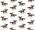 Vector seamless pattern of flat girl riding horse Royalty Free Stock Photo