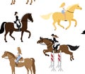 Vector seamless pattern of flat girl riding horse Royalty Free Stock Photo
