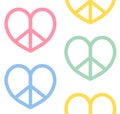 Vector seamless pattern of flat heart peace sign Royalty Free Stock Photo