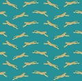 Vector seamless pattern of flat jumping cheetah