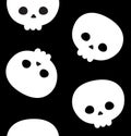 Vector seamless pattern of flat kawaii skull