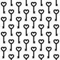 Vector seamless pattern of flat key with heart Royalty Free Stock Photo