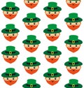 Vector seamless pattern of flat leprechaun face