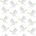 Vector seamless pattern of flat pigeon of peace