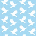 Vector seamless pattern of flat pigeon of peace