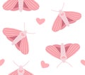 Vector seamless pattern of flat pink moth