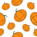 Vector seamless pattern with flat pumpkins