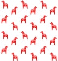 Vector seamless pattern of flat red Swedish horse