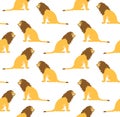 Vector seamless pattern of flat sitting lion