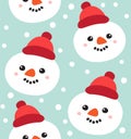 Vector seamless pattern of flat snowman face