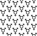 Vector seamless pattern of flat transsexual symbol