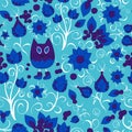 Vector seamless pattern with flower,cat and butterfly, cartoon d Royalty Free Stock Photo