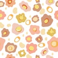 Vector seamless pattern with flowers of doodles. Floral background in hand drawn childish style. Ornamental illustration Royalty Free Stock Photo