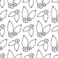 Vector seamless pattern with flowers drawn in one line style