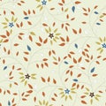 Vector Seamless Pattern of Flowers and Leaves