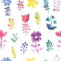 Vector seamless pattern with flowers and plants. Floral decor. Original floral background. Pattern for textiles and baby clothes Royalty Free Stock Photo