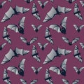 Vector seamless pattern with flying bats for Halloween. Good for wrapping, fabric, paper