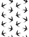 Vector seamless pattern of swallow bird silhouette Royalty Free Stock Photo