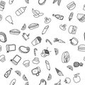 Vector seamless pattern with food doodles