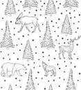 Vector seamless pattern of forest animals Royalty Free Stock Photo