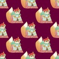 Vector seamless pattern with fox Royalty Free Stock Photo