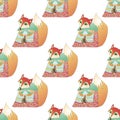 Vector seamless pattern with fox Royalty Free Stock Photo
