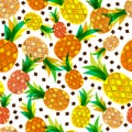 Vector seamless pattern with fresh pineapples on white background. Hand drawn doodle illustration.