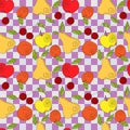 Vector seamless pattern - fresh summer fruits Royalty Free Stock Photo