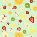 Vector seamless pattern with fruit slices. Royalty Free Stock Photo