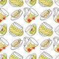 vector seamless pattern on the fun cups for tea and coffee