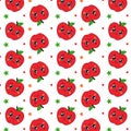 Vector seamless pattern with funny apples and stars Royalty Free Stock Photo